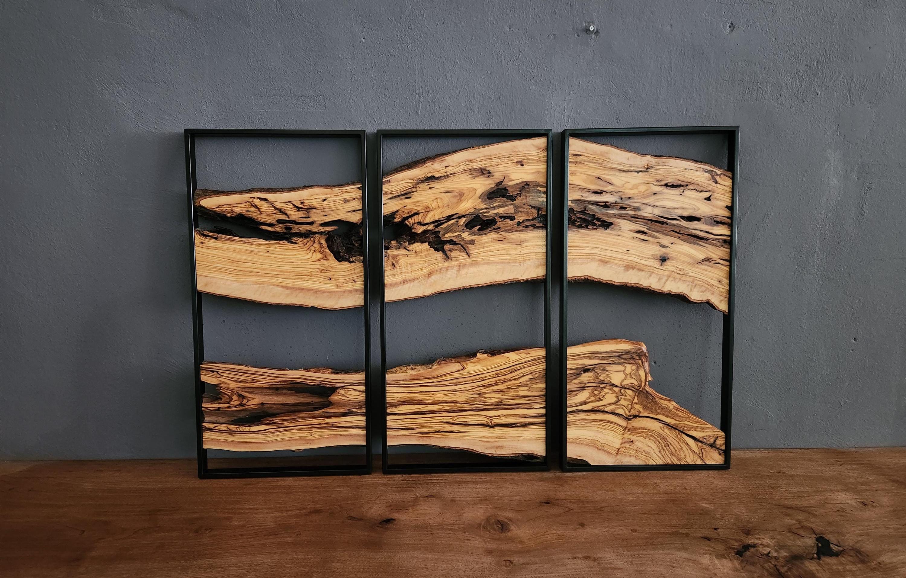 3 333Piece Wood Wall Decor Set, 3 Piece Olive Wood Wall Decor, Wall Art, Wood Wall Art, Rustic Wall Art, Live Edge Wood Wall Decor, Wall Art BlackSeaResinWorks