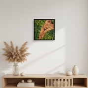 Moss Olive Wood Wall Clock with Metal Frame | Handmade Preserved Moss Wall Art