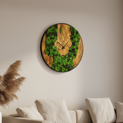 Moss Olive Wood Wall Clock with Metal Frame | Rustic Farmhouse Home Decor