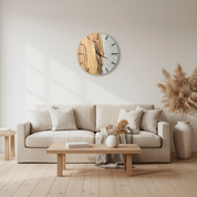 White Resin and Live Edge Olive Wood Wall Clock