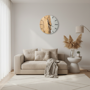 White Resin and Live Edge Olive Wood Wall Clock