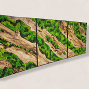 Custom Made Moss And Olive Wood Wall Art In Metal Frame BlackSeaResinWorks