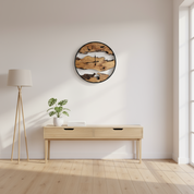Olive Wood and Metal Wall Clock | Unique Rustic Home Decor