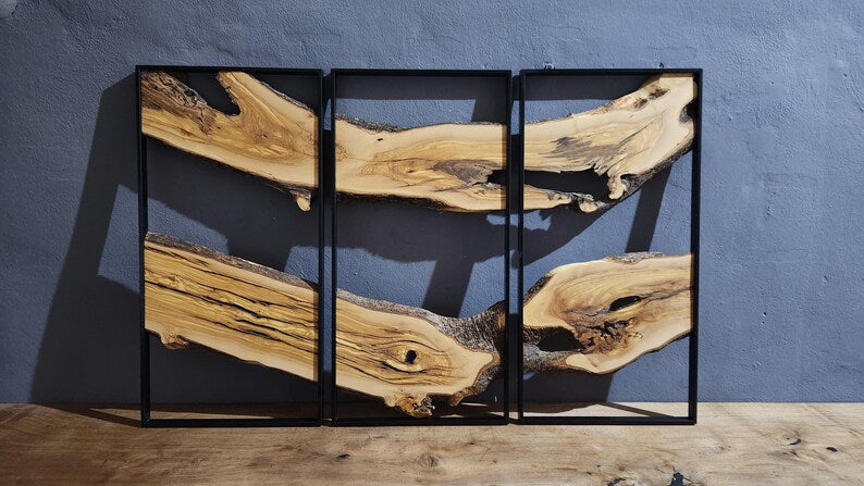 3 Piece Wood Wall Decor Set, 3 Piece Olive Wood Wall Decor, Wall Art, Wood Wall Art, Rustic Wall Art, Live Edge Wood Wall Decor, Wall Art BlackSeaResinWorks