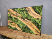 Moss & Wood Wall Art, Unique Custom Made Olive Wood And Moss Wall Decor, Rustic Greenery Decor, Hotel Lobby Wall Art Decor, Home Wall Decor BlackSeaResinWorks