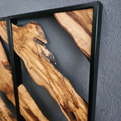 Set of 2 Metal and Wooden Wall Art, 2 Piece Olive Wood Wall Decor, Wall Art, Wood Wall Art, Rustic Wall Art, Live Edge Wood Wall Decor BlackSeaResinWorks