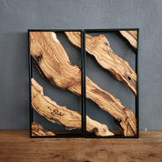 Set of 2 Metal and Wooden Wall Art, 2 Piece Olive Wood Wall Decor, Wall Art, Wood Wall Art, Rustic Wall Art, Live Edge Wood Wall Decor BlackSeaResinWorks