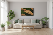 Olive Wood & Preserved Moss Wall Art: Rustic Greenery Decor