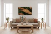 Olive Wood & Preserved Moss Wall Art: Rustic Greenery Decor