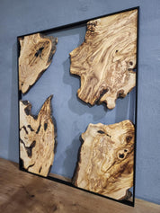 Olive Wooden Wall Art | Metal and Wooden Wall Art | Live Edge Rustic Decorative Wall Art