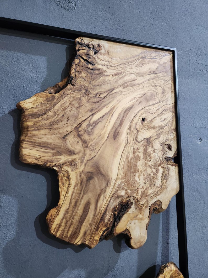 Olive Wooden Wall Art | Metal and Wooden Wall Art | Live Edge Rustic Decorative Wall Art