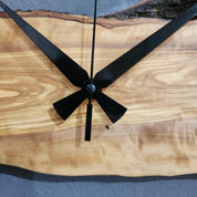 Olive Wood Wall Clock with Metal Ring & Epoxy Roman Numerals