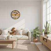 Olive Wood Wall Clock with Metal Ring & Epoxy Roman Numerals
