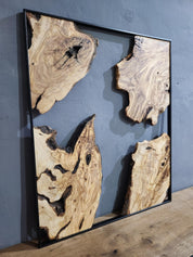 Olive Wooden Wall Art | Metal and Wooden Wall Art | Live Edge Rustic Decorative Wall Art
