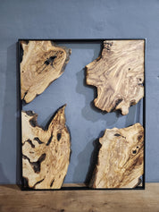 Olive Wooden Wall Art | Metal and Wooden Wall Art | Live Edge Rustic Decorative Wall Art