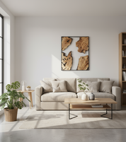 Olive Wooden Wall Art | Metal and Wooden Wall Art | Live Edge Rustic Decorative Wall Art
