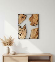 Olive Wooden Wall Art | Metal and Wooden Wall Art | Live Edge Rustic Decorative Wall Art
