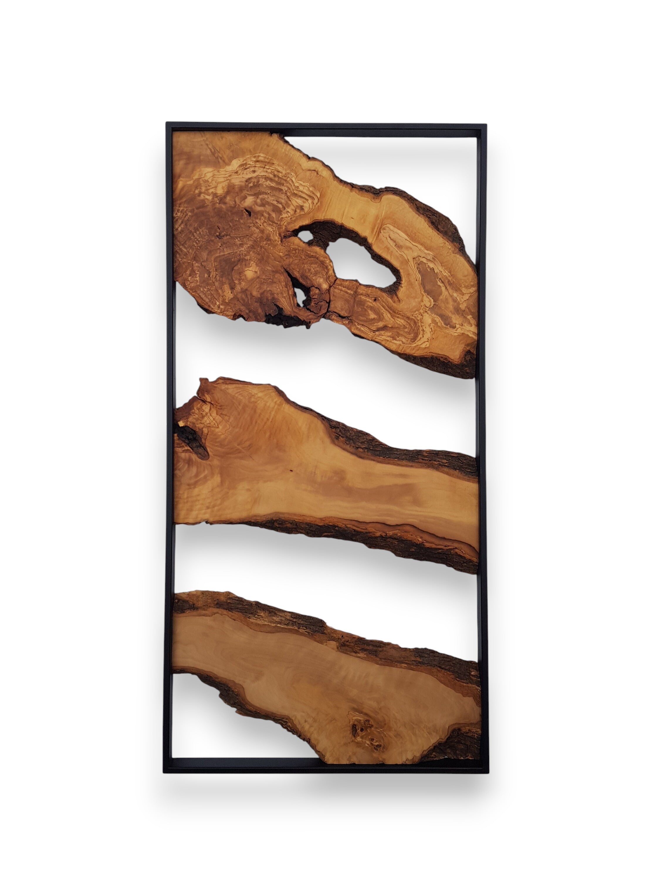 Metal And Olive Wood Wall Art |  Live Edge Wood Wall Decor