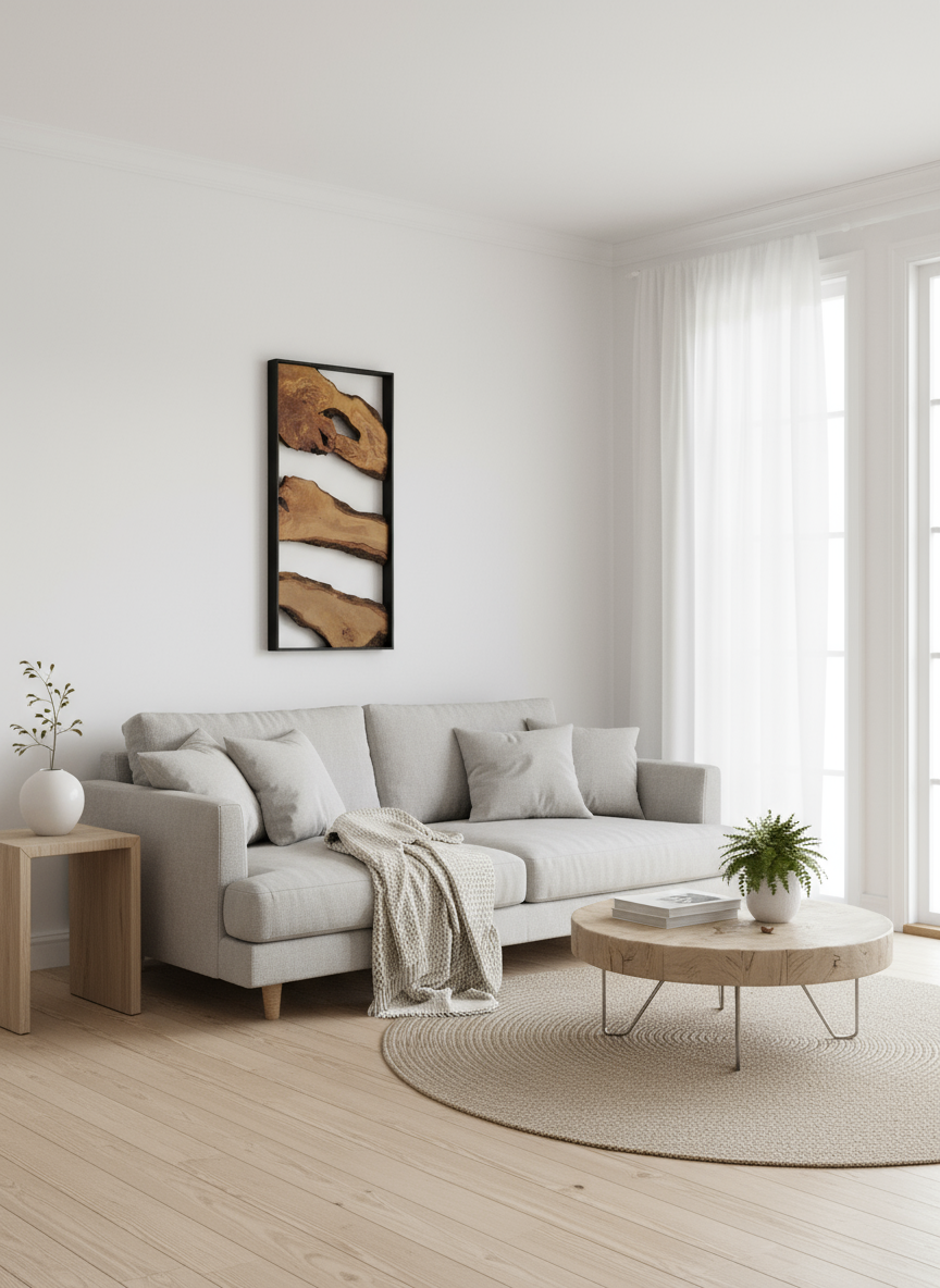 Metal And Olive Wood Wall Art |  Live Edge Wood Wall Decor