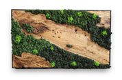 Olive Wood & Preserved Moss Wall Art: Rustic Greenery Decor