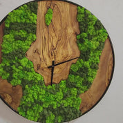 Moss Olive Wood Wall Clock with Metal Frame | Rustic Farmhouse Home Decor