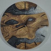 Custom Resin & Olive Wood Wall Clock | Live Edge Rustic Decor