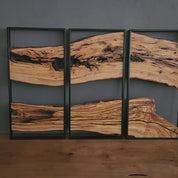 Set of 3 Metal and Wooden Wall Decor | Handcrafted Olive Wood Rustic Wall Art