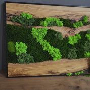 Olive Wood and Moss Wall Art | Handcrafted Rustic Home Decor