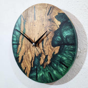 Green Resin Wall Clock, Custom Made Resin & Olive Wood, Made to order Epoxy and Olive Wall Clock, Home gift, Live Edge Rustic Wall Clock BlackSeaResinWorks