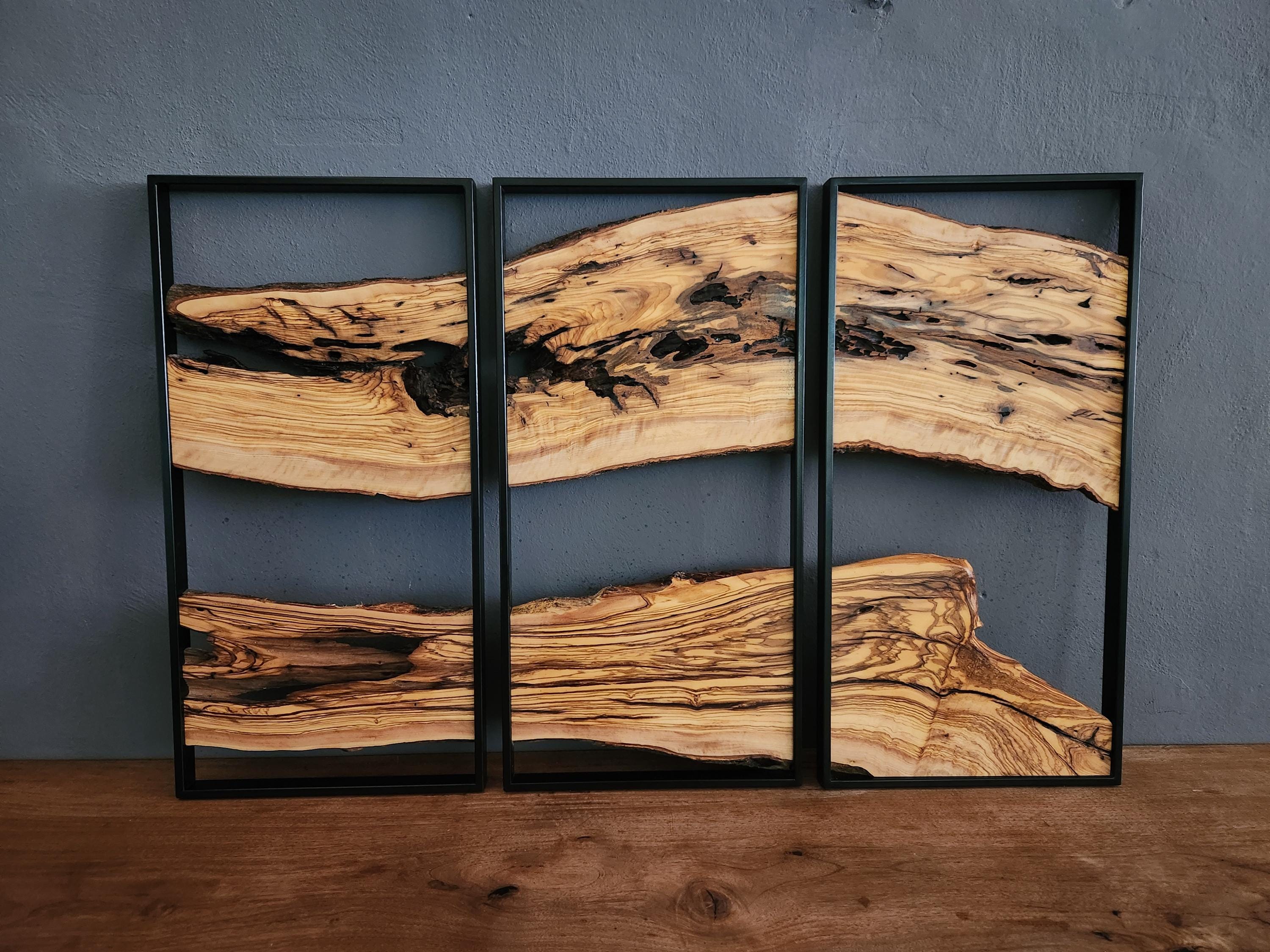 3 333Piece Wood Wall Decor Set, 3 Piece Olive Wood Wall Decor, Wall Art, Wood Wall Art, Rustic Wall Art, Live Edge Wood Wall Decor, Wall Art BlackSeaResinWorks