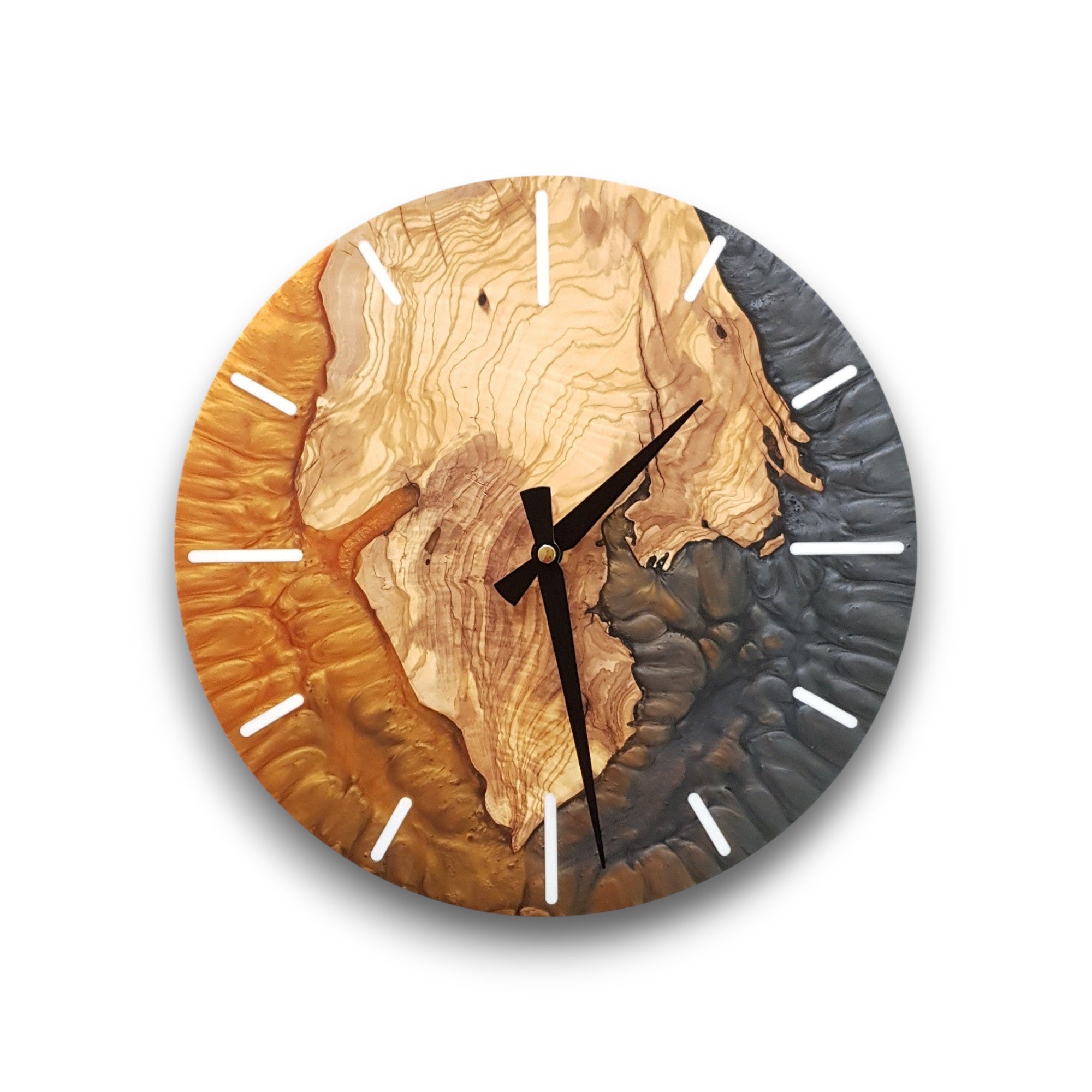 Sun & Shadow | Premium Olive Wood Epoxy Clock