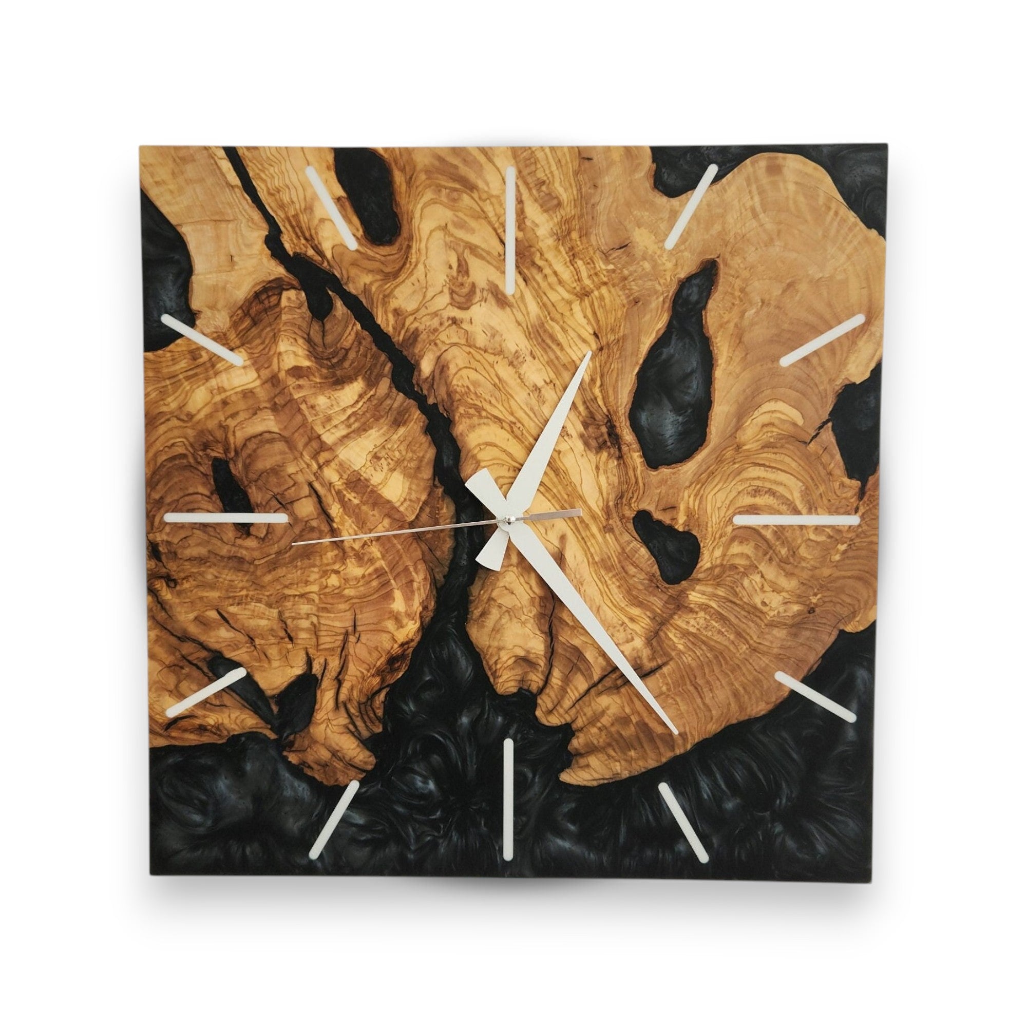 Dark Nature | Resin & Olive Wood Wall Clock