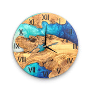 Sea Harmony | Resin & Olive Wood Wall Clock