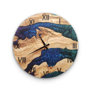 Mystic Rivers | Resin & Olive Wood Wall Clock