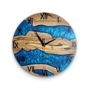 Aqua Roots | Resin & Olive Wood Wall Clock