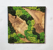 Moss and Olive Wood Wall Art, Metal Frame Moss Wall Decor, Olive Wood and Moss Wall Art- Preserved Stabilized Moss Wall Decor BlackSeaResinWorks
