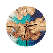 Custom Made Resin & Olive Wood Wall Clock, Made to order Epoxy and Olive Wood Wall Clock, Home gift, Live Edge Rustic Olive Wood Wall Clock BlackSeaResinWorks