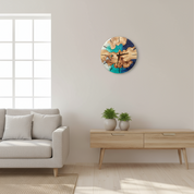 Custom Made Resin & Olive Wood Wall Clock