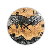Black & White Epoxy Resin Olive Wood Wall Clock | Live Edge Design