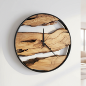 Wood Harmony | Olive Wood and Metal Wall Clock