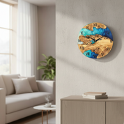 Sea Harmony | Resin & Olive Wood Wall Clock