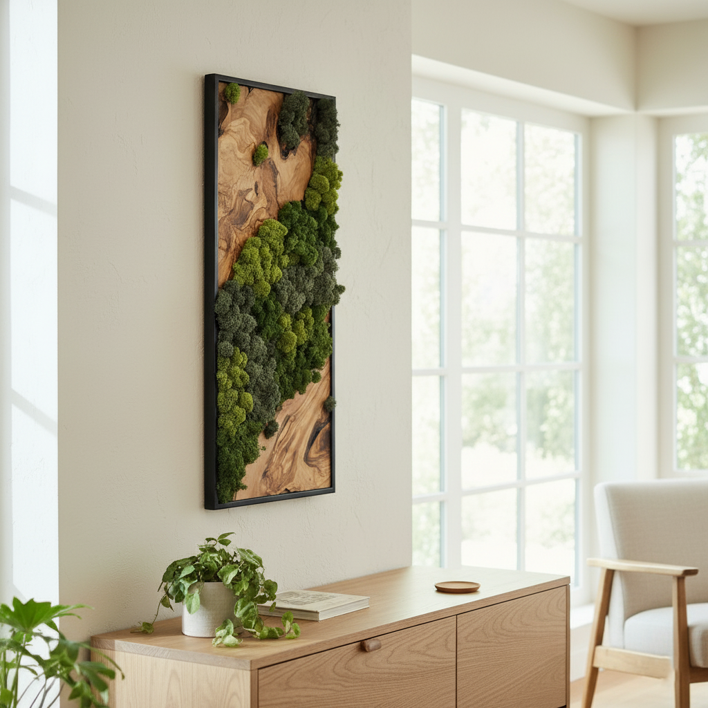 Nature Fusion | Olive Wood and Pereserved Moss Wall Decor