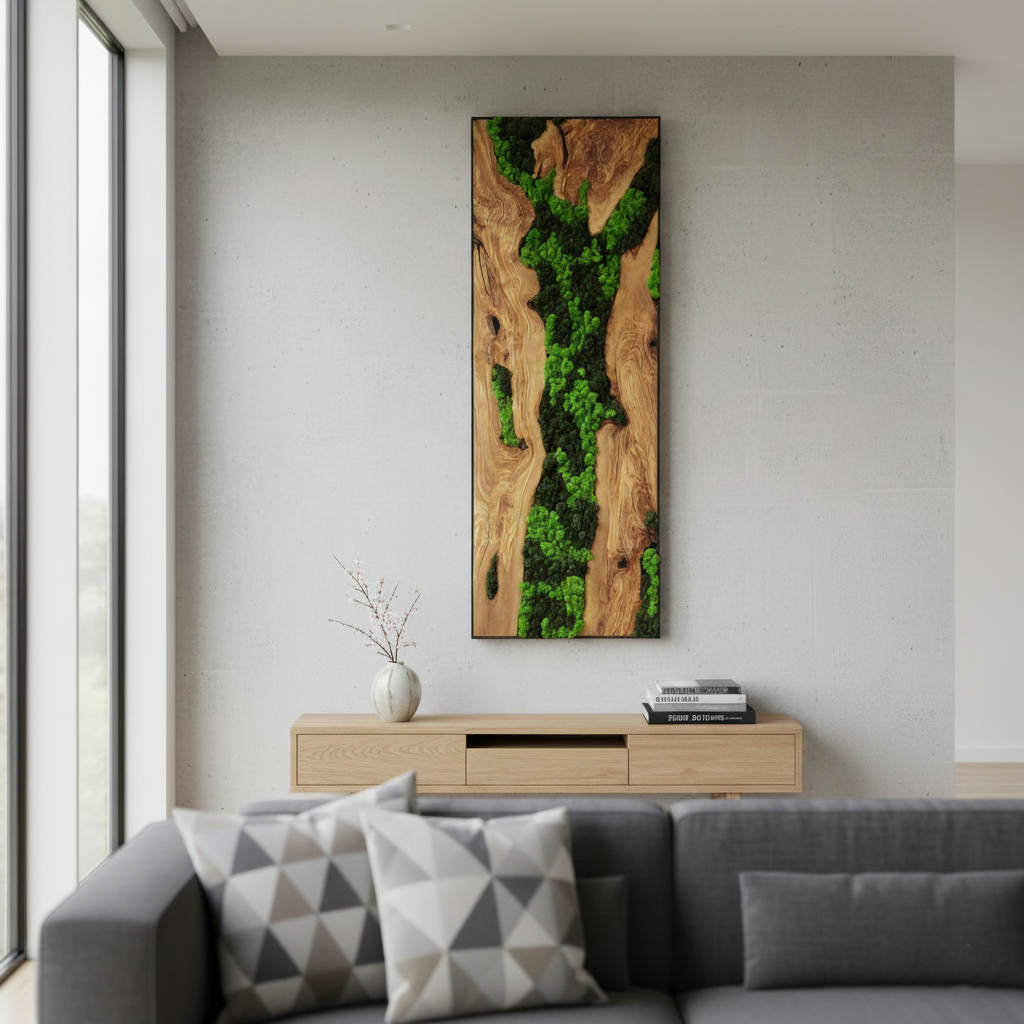 Forest Arc | Olive Wood and Pereserved Moss Wall Decor