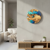Sea Harmony | Resin & Olive Wood Wall Clock