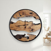 Rustic Time | Olive Wood and Metal Wall Clock