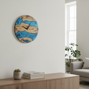 Aqua Roots | Resin & Olive Wood Wall Clock