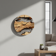 Transparent Earth | Resin & Olive Wood Wall Clock