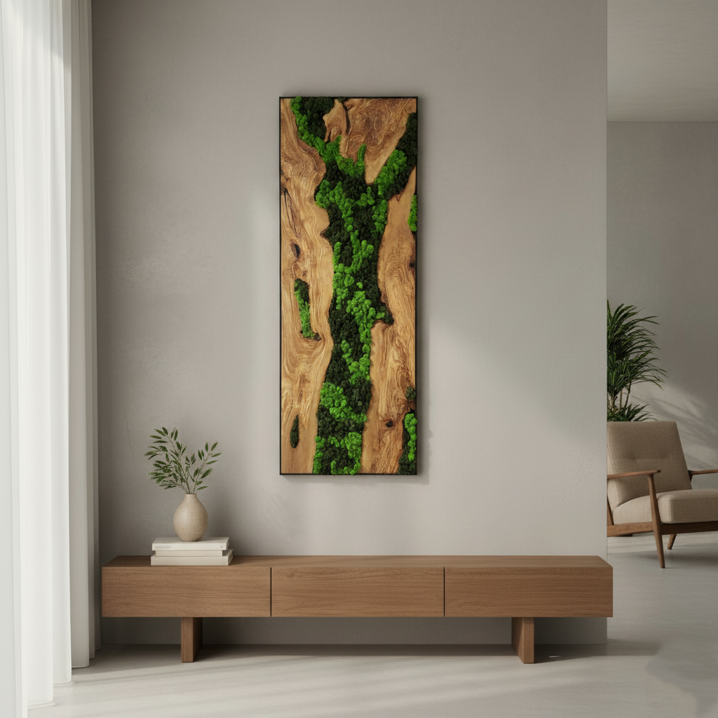 Forest Arc | Olive Wood and Pereserved Moss Wall Decor