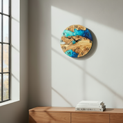 Sea Harmony | Resin & Olive Wood Wall Clock