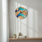 Ocean Fusion | Resin & Olive Wood Wall Clock